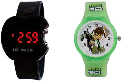 COSMIC GREEN BEN TEN KIDS WATCH WITH FREE BLACK APPLE LED Analog-Digital Watch  - For Boys & Girls   Watches  (COSMIC)