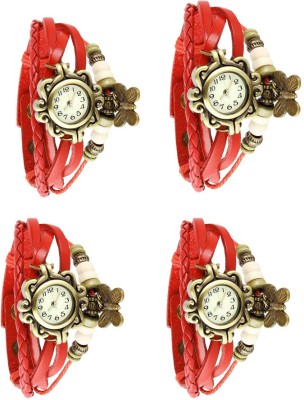 NS18 Vintage Butterfly Rakhi Combo of 4 Red Analog Watch  - For Women   Watches  (NS18)