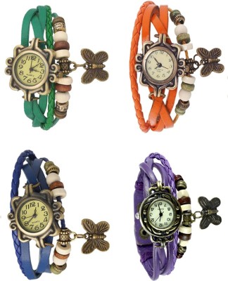NS18 Vintage Butterfly Rakhi Combo of 4 Green, Blue, Orange And Purple Analog Watch  - For Women   Watches  (NS18)