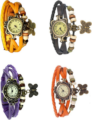 

Kissu Vintage Rakhi Combo of 4 Yellow, Purple, Black And Orange Watch - For Women
