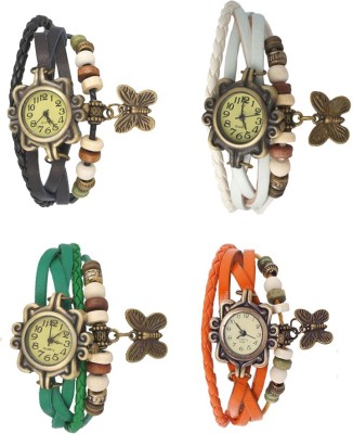 NS18 Vintage Butterfly Rakhi Combo of 4 Black, Green, White And Orange Analog Watch  - For Women   Watches  (NS18)