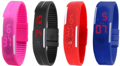 View NS18 Silicone Led Magnet Band Combo of 4 Pink, Black, Red And Blue Digital Watch  - For Boys & Girls Wrist Watches Price Online(NS18)