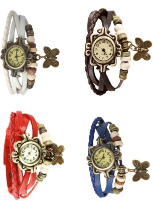 NS18 Vintage Butterfly Rakhi Combo of 4 White, Red, Brown And Blue Analog Watch  - For Women   Watches  (NS18)