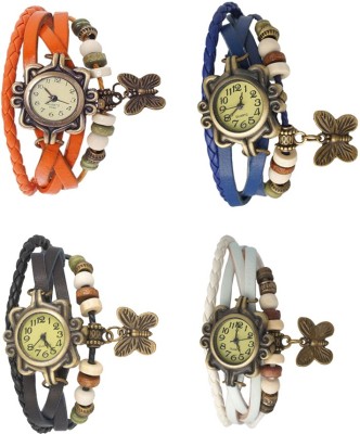 NS18 Vintage Butterfly Rakhi Combo of 4 Orange, Black, Blue And White Analog Watch  - For Women   Watches  (NS18)