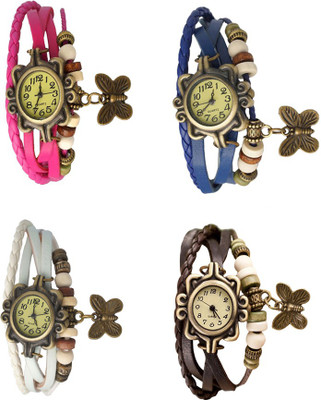 

Kissu Vintage Rakhi Combo of 4 Pink, White, Blue And Brown Watch - For Women