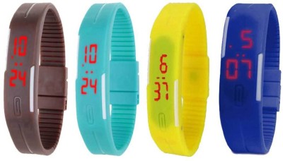 NS18 Silicone Led Magnet Band Combo of 4 Brown, Sky Blue, Yellow And Blue Digital Watch  - For Boys & Girls   Watches  (NS18)