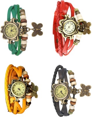 NS18 Vintage Butterfly Rakhi Combo of 4 Green, Yellow, Red And Black Analog Watch  - For Women   Watches  (NS18)