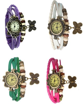 NS18 Vintage Butterfly Rakhi Combo of 4 Purple, Green, White And Pink Analog Watch  - For Women   Watches  (NS18)