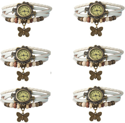 NS18 Vintage Butterfly Rakhi Combo of 6 White Analog Watch  - For Women   Watches  (NS18)