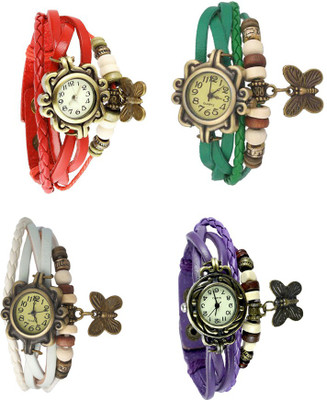 

Kissu Vintage Rakhi Combo of 4 Red, White, Green And Purple Watch - For Women