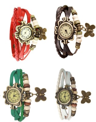 NS18 Vintage Butterfly Rakhi Combo of 4 Red, Green, Brown And White Analog Watch  - For Women   Watches  (NS18)