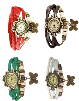 

NS18 Vintage Butterfly Rakhi Combo of 4 Red, Green, Brown And White Watch - For Women