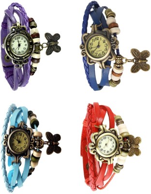 NS18 Vintage Butterfly Rakhi Combo of 4 Purple, Sky Blue, Blue And Red Analog Watch  - For Women   Watches  (NS18)