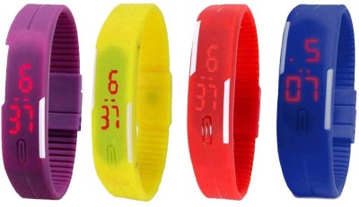 NS18 Silicone Led Magnet Band Combo of 4 Purple, Yellow, Red And Blue Digital Watch  - For Boys & Girls   Watches  (NS18)