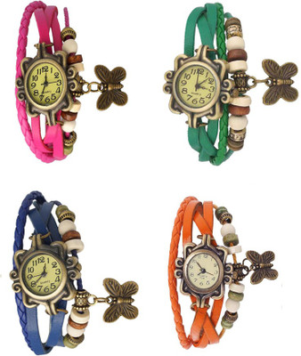 

Kissu Vintage Rakhi Combo of 4 Pink, Blue, Green And Orange Watch - For Women