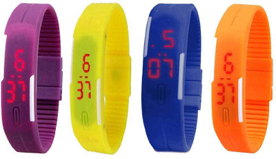 

Kissu Led Magnet Band Combo of 4 Purple, Yellow, Blue And Orange Watch - For Men & Women