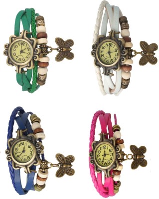 NS18 Vintage Butterfly Rakhi Combo of 4 Green, Blue, White And Pink Analog Watch  - For Women   Watches  (NS18)