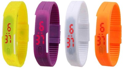 NS18 Silicone Led Magnet Band Combo of 4 Yellow, Purple, White And Orange Digital Watch  - For Boys & Girls   Watches  (NS18)