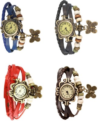 NS18 Vintage Butterfly Rakhi Combo of 4 Blue, Red, Black And Brown Analog Watch  - For Women   Watches  (NS18)