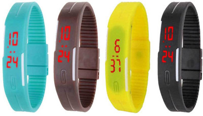 

Kissu Led Magnet Band Combo of 4 Sky Blue, Brown, Yellow And Black Watch - For Men & Women