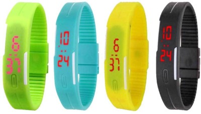 NS18 Silicone Led Magnet Band Combo of 4 Green, Sky Blue, Yellow And Black Digital Watch  - For Boys & Girls   Watches  (NS18)