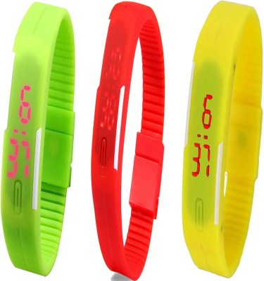 Twok Combo of Led Band Green + Red + Yellow Digital Watch  - For Men & Women   Watches  (Twok)