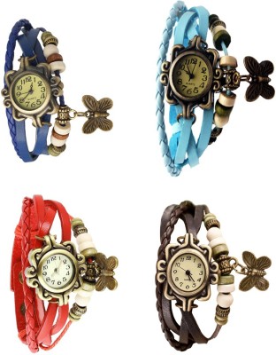 NS18 Vintage Butterfly Rakhi Combo of 4 Blue, Red, Sky Blue And Brown Analog Watch  - For Women   Watches  (NS18)