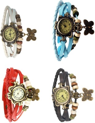 NS18 Vintage Butterfly Rakhi Combo of 4 White, Red, Sky Blue And Black Analog Watch  - For Women   Watches  (NS18)