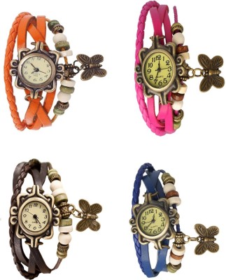 NS18 Vintage Butterfly Rakhi Combo of 4 Orange, Brown, Pink And Blue Analog Watch  - For Women   Watches  (NS18)