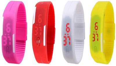 NS18 Silicone Led Magnet Band Combo of 4 Pink, Red, White And Yellow Digital Watch  - For Boys & Girls   Watches  (NS18)