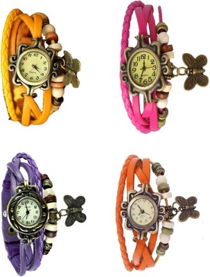 NS18 Vintage Butterfly Rakhi Combo of 4 Yellow, Purple, Pink And Orange Analog Watch  - For Women   Watches  (NS18)