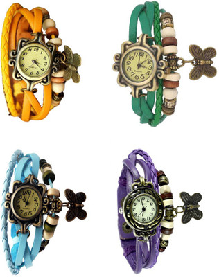 

Kissu Vintage Rakhi Combo of 4 Yellow, Sky Blue, Green And Purple Watch - For Women