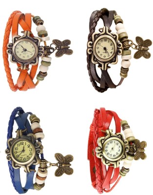 NS18 Vintage Butterfly Rakhi Combo of 4 Orange, Blue, Brown And Red Analog Watch  - For Women   Watches  (NS18)