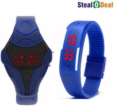 Stealodeal Blue Cobra Shape and Digital Led Watch  - For Men   Watches  (Stealodeal)