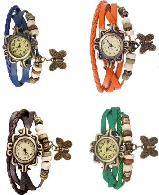 NS18 Vintage Butterfly Rakhi Combo of 4 Blue, Brown, Orange And Green Analog Watch  - For Women   Watches  (NS18)