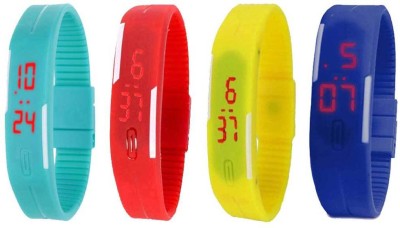 NS18 Silicone Led Magnet Band Combo of 4 Sky Blue, Red, Yellow And Blue Digital Watch  - For Boys & Girls   Watches  (NS18)
