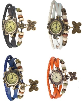 NS18 Vintage Butterfly Rakhi Combo of 4 Black, Blue, White And Orange Analog Watch  - For Women   Watches  (NS18)