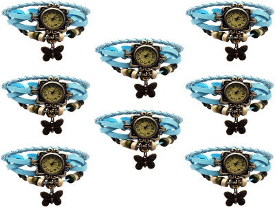 

Kissu Vintage Rakhi Combo of 8 Sky Blue Watch - For Women