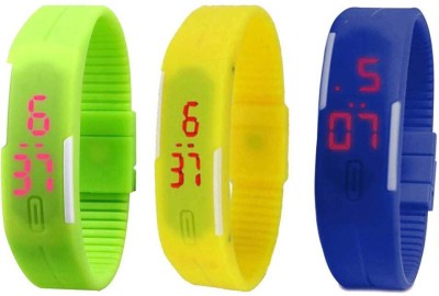 NS18 Silicone Led Magnet Band Combo of 3 Green, Yellow And Brown Digital Watch  - For Boys & Girls   Watches  (NS18)