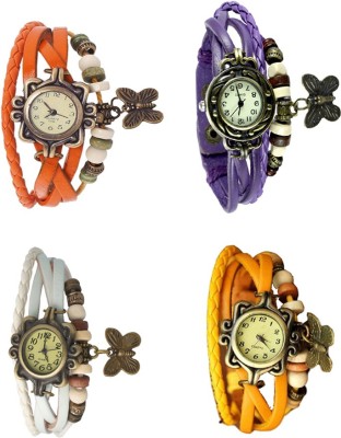NS18 Vintage Butterfly Rakhi Combo of 4 Orange, White, Purple And Yellow Analog Watch  - For Women   Watches  (NS18)
