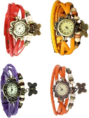 NS18 Vintage Butterfly Rakhi Combo of 4 Red, Purple, Yellow And Orange Analog Watch  - For Women   Watches  (NS18)