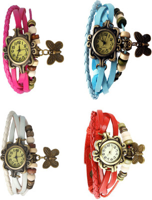 

Kissu Vintage Rakhi Combo of 4 Pink, White, Sky Blue And Red Watch - For Women