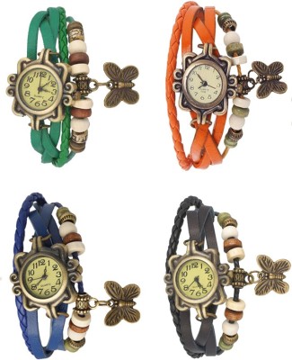 NS18 Vintage Butterfly Rakhi Combo of 4 Green, Blue, Orange And Black Analog Watch  - For Women   Watches  (NS18)