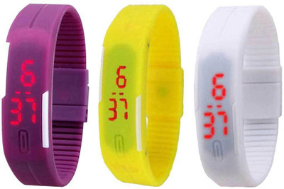 

Kissu Led Magnet Band Combo of 3 Purple, Yellow And White Watch - For Men & Women
