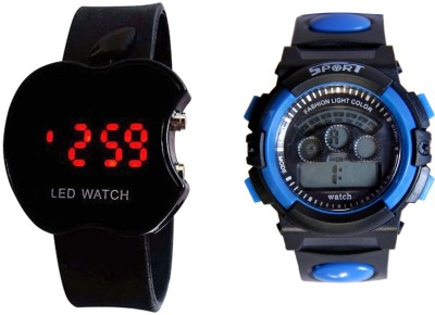 COSMIC LIGHT BLUE DUAL TIME S SHOCK AND BLACK APPLE LED WATCH FOR BOYS AND MEN Analog-Digital Watch  - For Boys   Watches  (COSMIC)