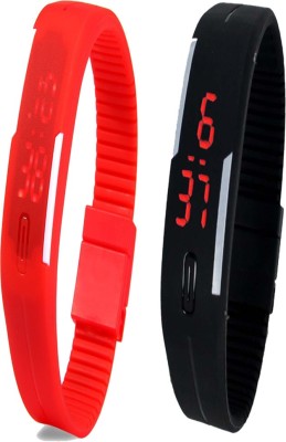 Twok Combo of Led Band Red + Black Digital Watch  - For Men & Women   Watches  (Twok)