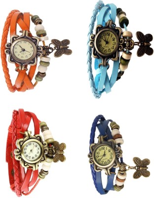 NS18 Vintage Butterfly Rakhi Combo of 4 Orange, Red, Sky Blue And Blue Analog Watch  - For Women   Watches  (NS18)