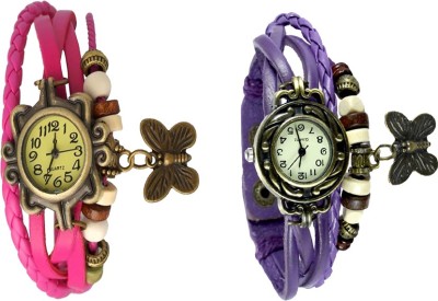 NS18 Vintage Butterfly Rakhi Watch Combo of 2 Pink And Purple Analog Watch  - For Women   Watches  (NS18)