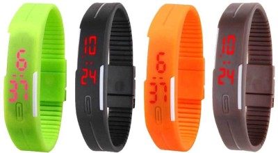 NS18 Silicone Led Magnet Band Combo of 4 Green, Black, Orange And Brown Digital Watch  - For Boys & Girls   Watches  (NS18)