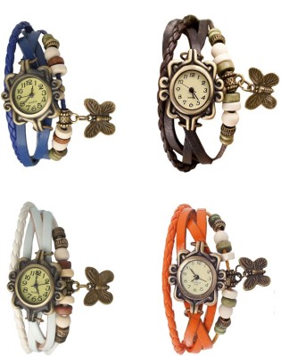 NS18 Vintage Butterfly Rakhi Combo of 4 Blue, White, Brown And Orange Analog Watch  - For Women   Watches  (NS18)